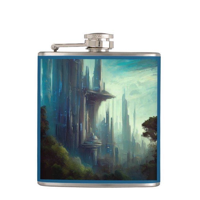 SF - City On Forest Planet 3 Hip Flask (Front)