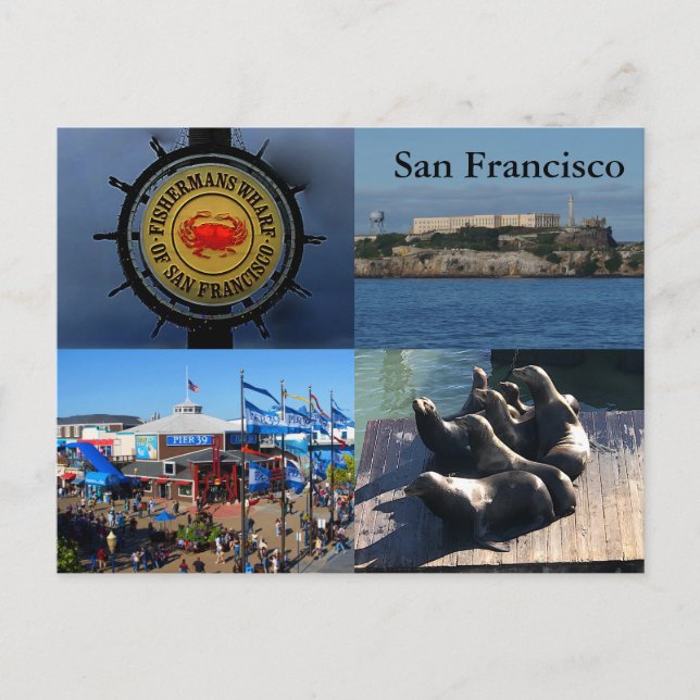 SF Fisherman's Wharf Attractions #1  Postcard (Front)