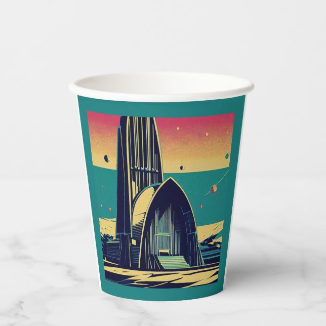 SF Futuristic Church 3 Paper Cups (Front)