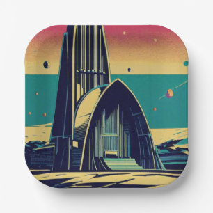 SF Futuristic Church 3 Paper Plate