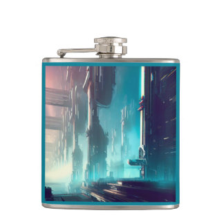 SF Futuristic City 1 Hip Flask
