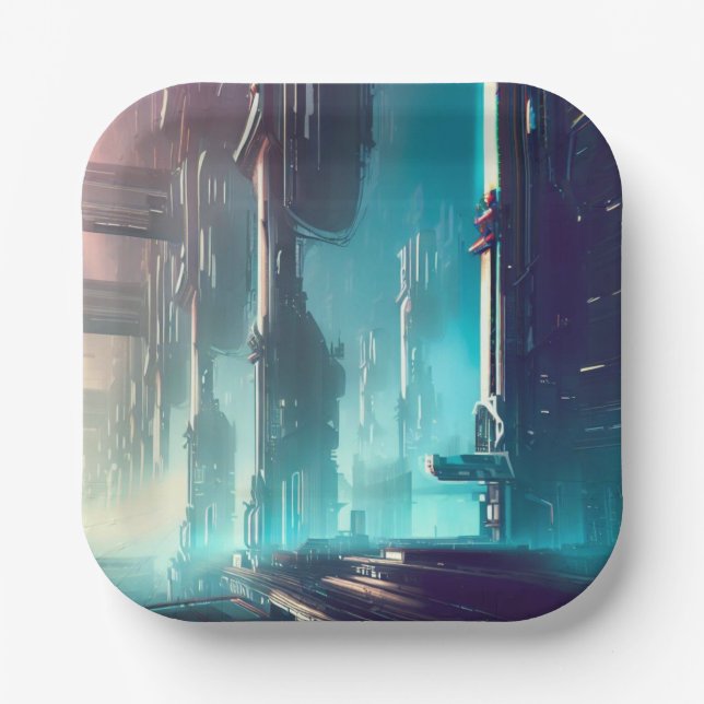 SF Futuristic City 1 Paper Plate (Front)