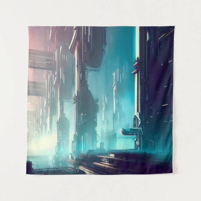 SF Futuristic City 1 Tapestry (Front)