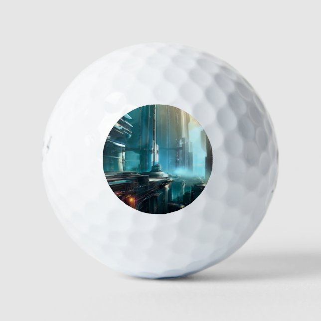 SF Futuristic City (3) Golf Balls (Front)