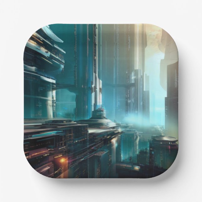 SF Futuristic City 3 Paper Plate (Front)