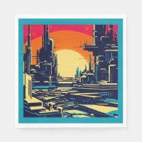 SF Futuristic City Woodcut 1