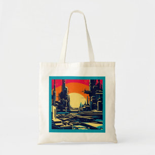 SF Futuristic City Woodcut 1 Tote Bag