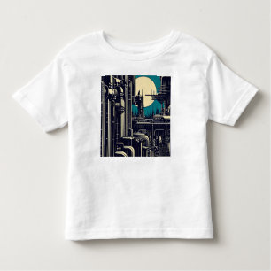 SF Futuristic City Woodcut 2 Toddler T-Shirt