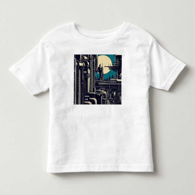 SF Futuristic City Woodcut 2 Toddler T-Shirt (Front)