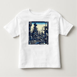 SF Futuristic City Woodcut 4 Toddler T-Shirt