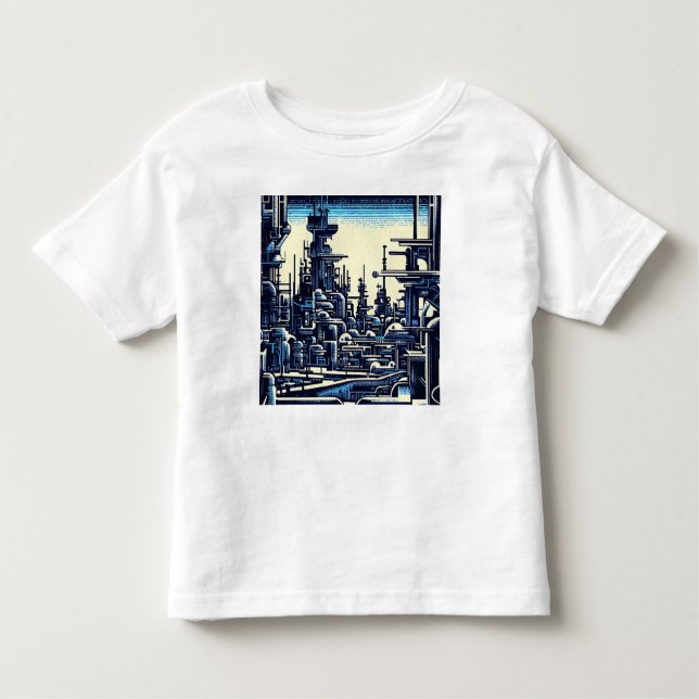 SF Futuristic City Woodcut 4 Toddler T-Shirt (Front)