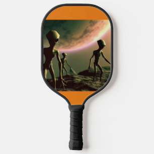 SF Gray Aliens on Alien Planet (2) Pickleball Paddle