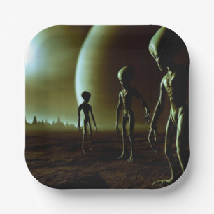 SF Grey Aliens 1 Paper Plate