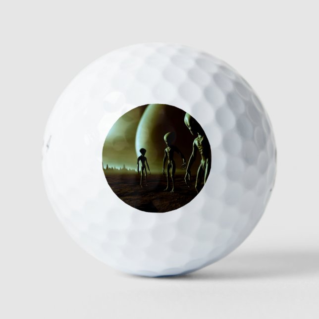 SF Grey Aliens on Alien Planet (1) Golf Balls (Front)
