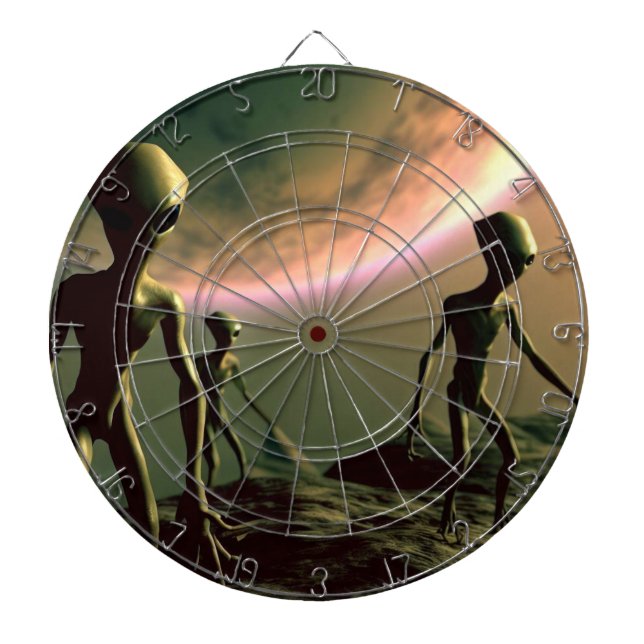 SF Grey Aliens on Alien Planet (2) Dartboard (Front)