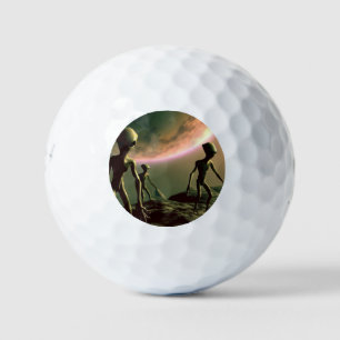 SF Grey Aliens on Alien Planet (2) Golf Balls
