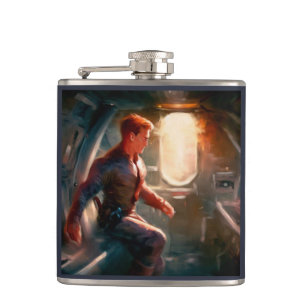 SF Hero Aboard Spaceship 1 Hip Flask