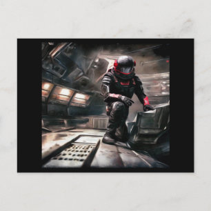 SF Hero Aboard Spaceship 3 Postcard