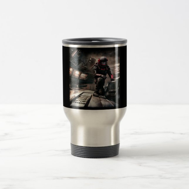 SF Hero Aboard Spaceship 3 Travel Mug (Center)