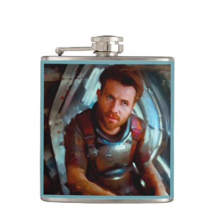 SF Hero Aboard Spaceship 4 Hip Flask