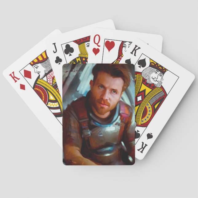 SF Hero Aboard Spaceship 4 Playing Cards (Back)