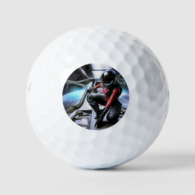 SF Hero In Spaceship (2) Golf Balls (Front)