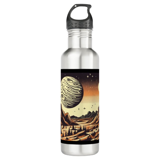 SF Mars Landscape Woodcut 1 710 Ml Water Bottle (Front)