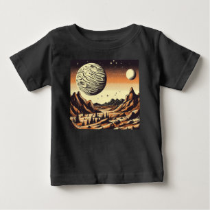 SF Mars Landscape Woodcut 1 Baby T-Shirt