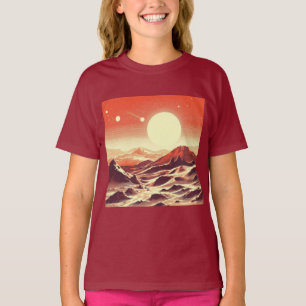 SF Mars Landscape Woodcut 2 T-Shirt