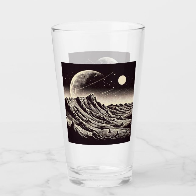 SF Mars Landscape Woodcut 3 Glass (Front)