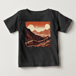 SF Mars Landscape Woodcut 4 Baby T-Shirt