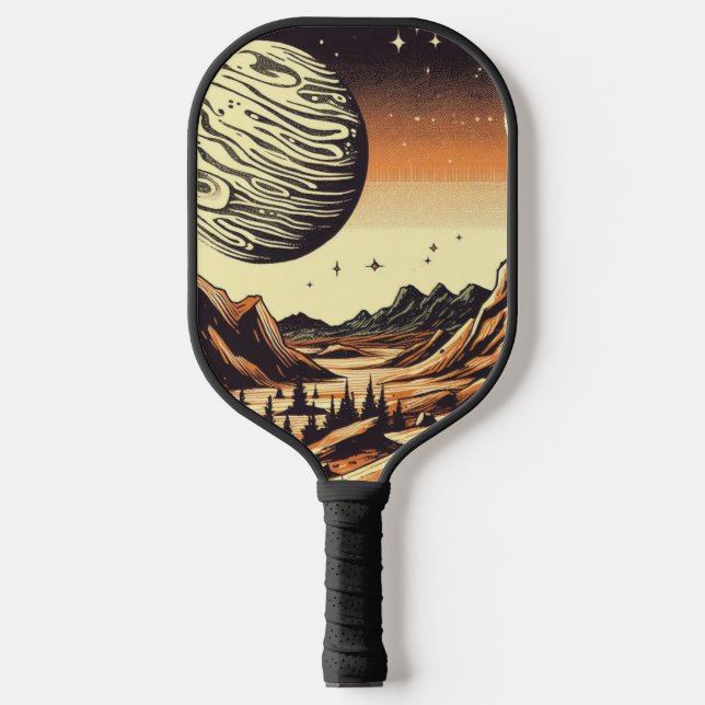 SF Martian Landscape Woodcut (1) Pickleball Paddle (Front)