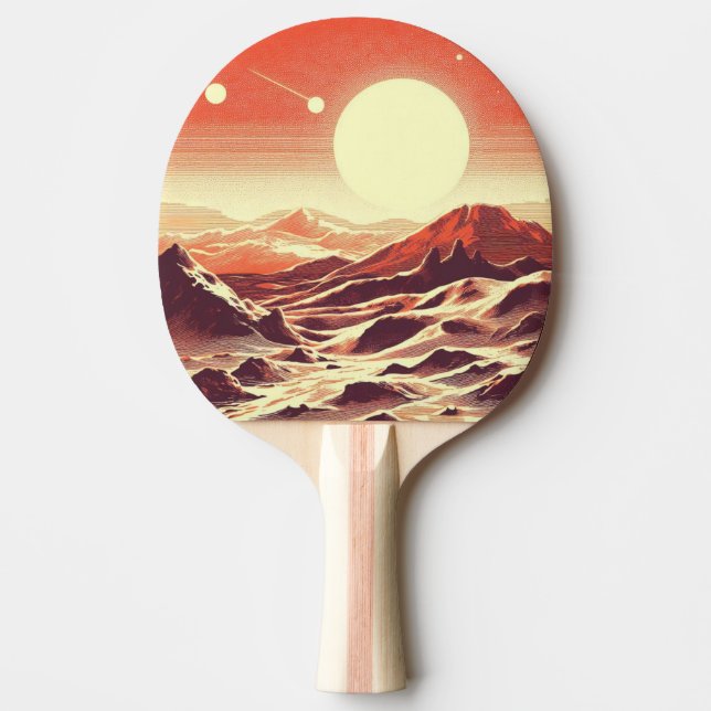 SF Martian Landscape Woodcut (2) Ping Pong Paddle (Front)