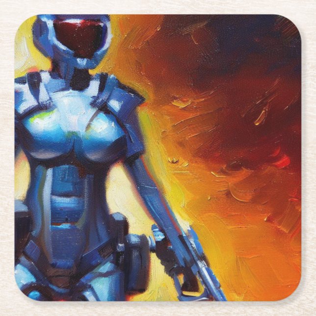SF - Military Hero 1 Square Paper Coaster (Front)