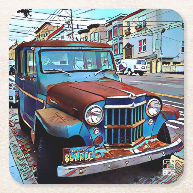 SF Mission Old Car Paper Coaster (Front)