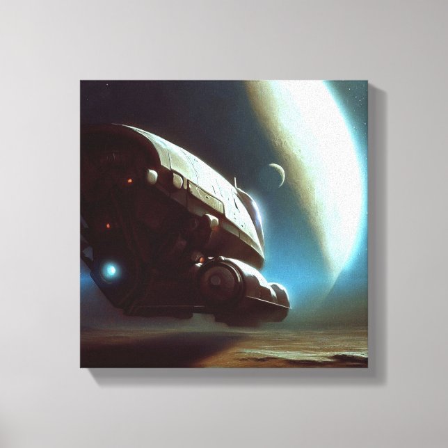 SF Orbiting Spaceship 1 Canvas Print (Front)