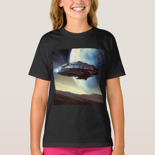 SF Orbiting Spaceship 2 T-Shirt (Front)