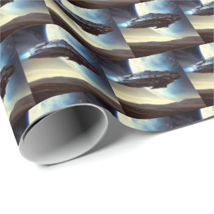 SF Orbiting Spaceship 2 Wrapping Paper