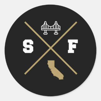 Sf San Francisco California Outline Classic Round Sticker