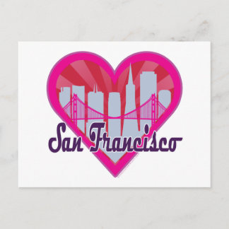 SF Skyline Sunburst Heart Postcard
