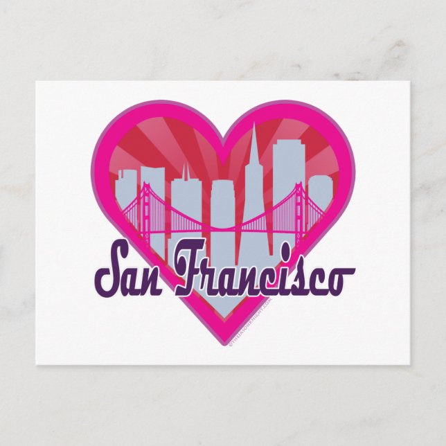 SF Skyline Sunburst Heart Postcard (Front)