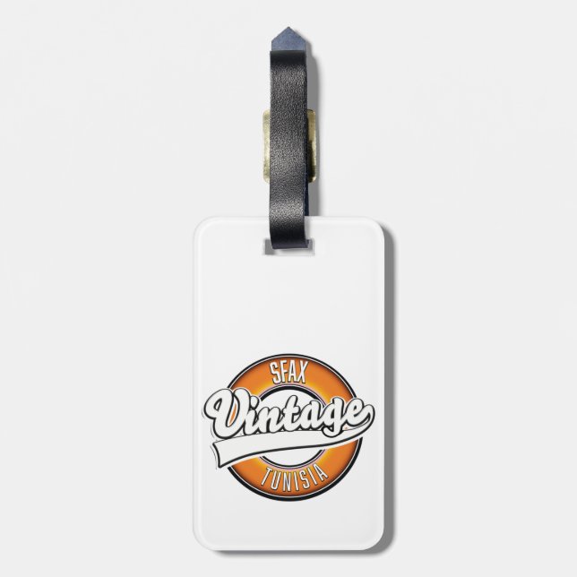 Sfax tunisia vintage style logo luggage tag (Back Vertical)