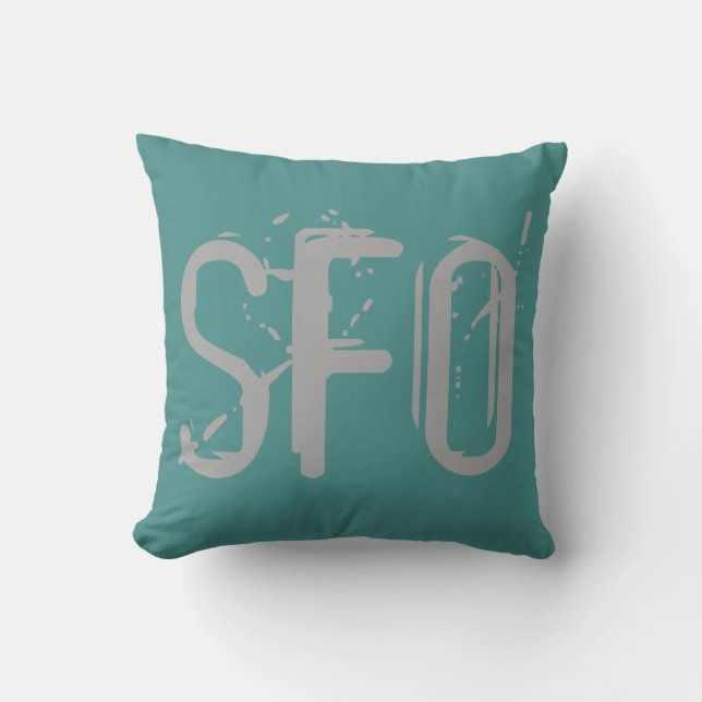 SFO Airport Grunge Typography Cushion (Front)