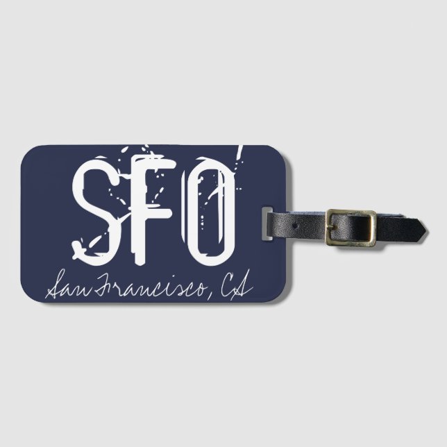 SFO San Francisco Blue Luggage Tag (Front Horizontal)