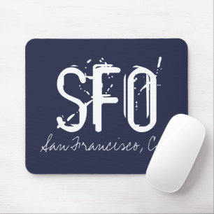 SFO San Francisco Typography Blue Mouse Pad