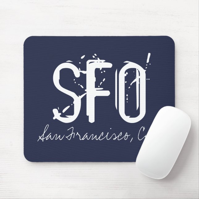 SFO San Francisco Typography Blue Mouse Pad (With Mouse)