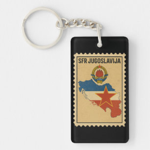 SFR Yugoslavia Vintage Socialist Map Stamp Key Ring