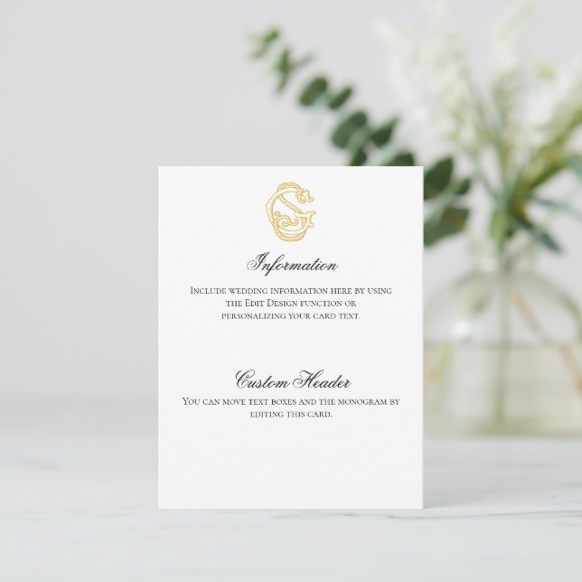 SG Monogram or GS Monogram information card (Standing Front)
