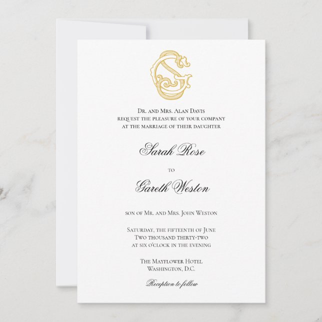 SG Monogram or GS Monogram Wedding Invitations (Front)