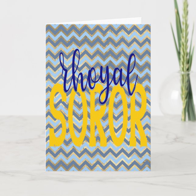 SGRho Inspired Rhoyal Blue and Gold Rhoyal Soror Thank You Card (Front)
